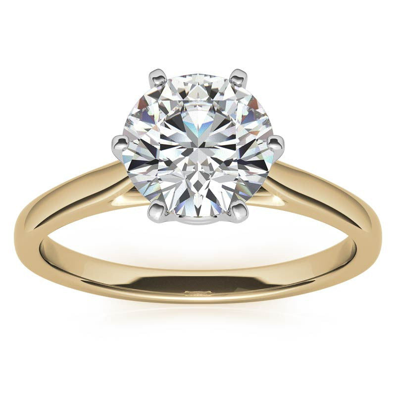 Round Brilliant Moissanite 6-Prong Crown Solitaire Ring