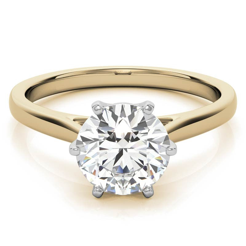 Round Brilliant Moissanite 6-Prong Crown Solitaire Ring