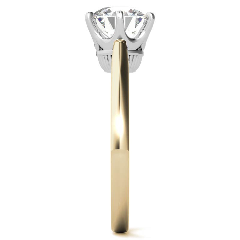 Round Brilliant Moissanite 6-Prong Crown Solitaire Ring