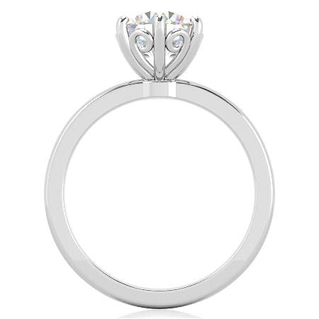 2mm Round Brilliant Moissanite 6 Prong Scroll Solitaire Ring