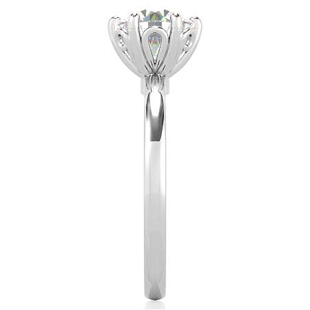 2mm Round Brilliant Moissanite 6 Prong Scroll Solitaire Ring
