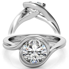 Semi-Bezel Round Brilliant Moissanite Bypass Solitaire