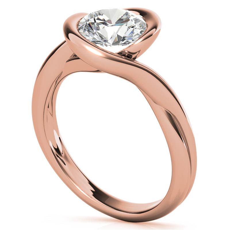 Semi-Bezel Round Brilliant Moissanite Bypass Solitaire