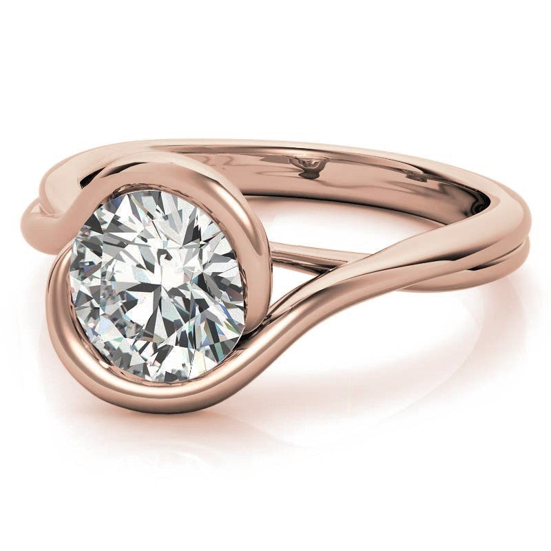 Semi-Bezel Round Brilliant Moissanite Bypass Solitaire