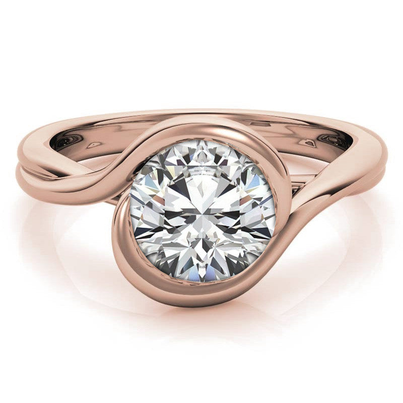 Semi-Bezel Round Brilliant Moissanite Bypass Solitaire