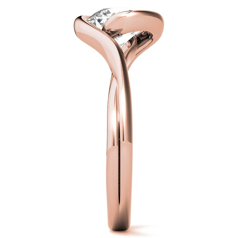 Semi-Bezel Round Brilliant Moissanite Bypass Solitaire