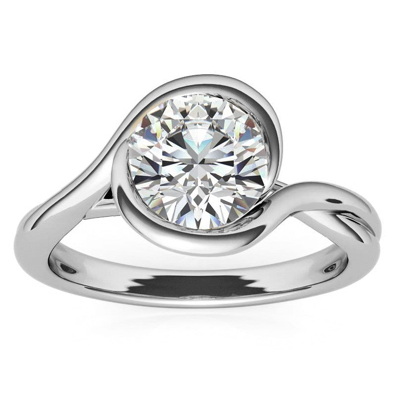 Semi-Bezel Round Brilliant Moissanite Bypass Solitaire