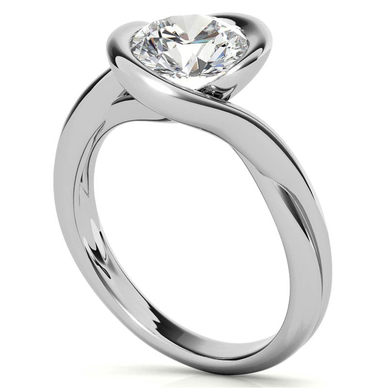 Semi-Bezel Round Brilliant Moissanite Bypass Solitaire