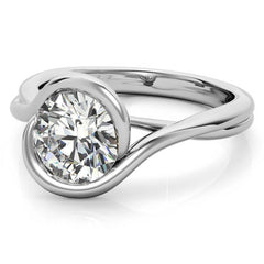 Semi-Bezel Round Brilliant Moissanite Bypass Solitaire
