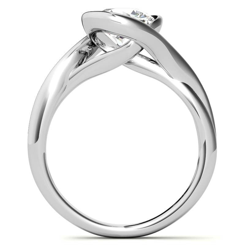 Semi-Bezel Round Brilliant Moissanite Bypass Solitaire