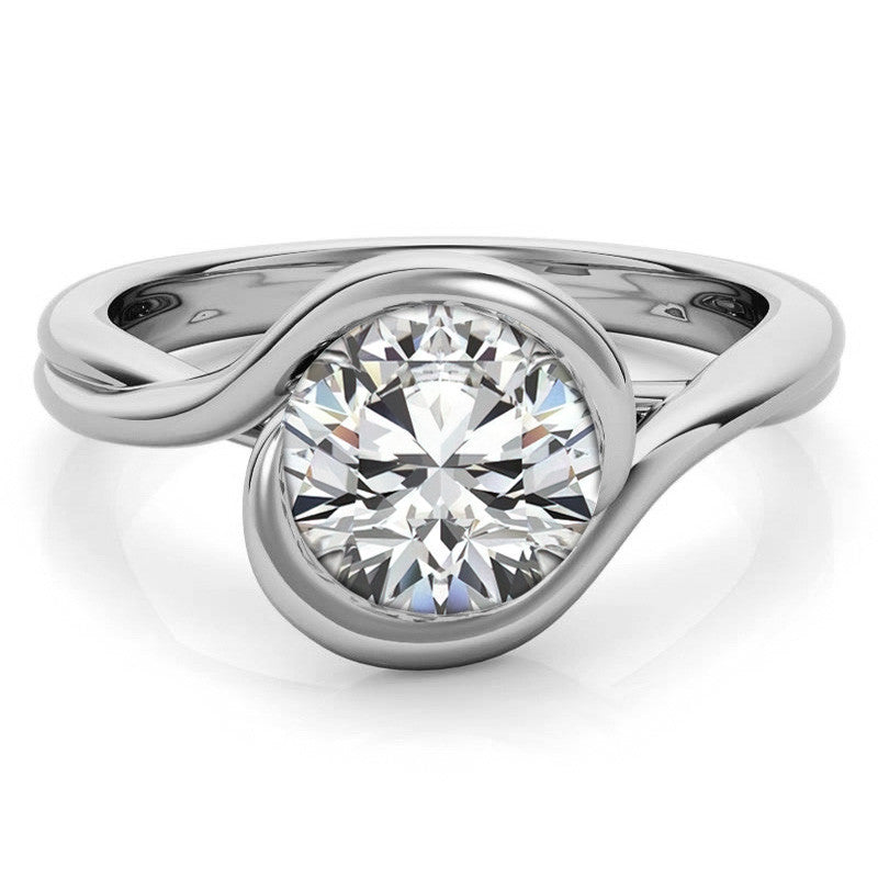 Semi-Bezel Round Brilliant Moissanite Bypass Solitaire