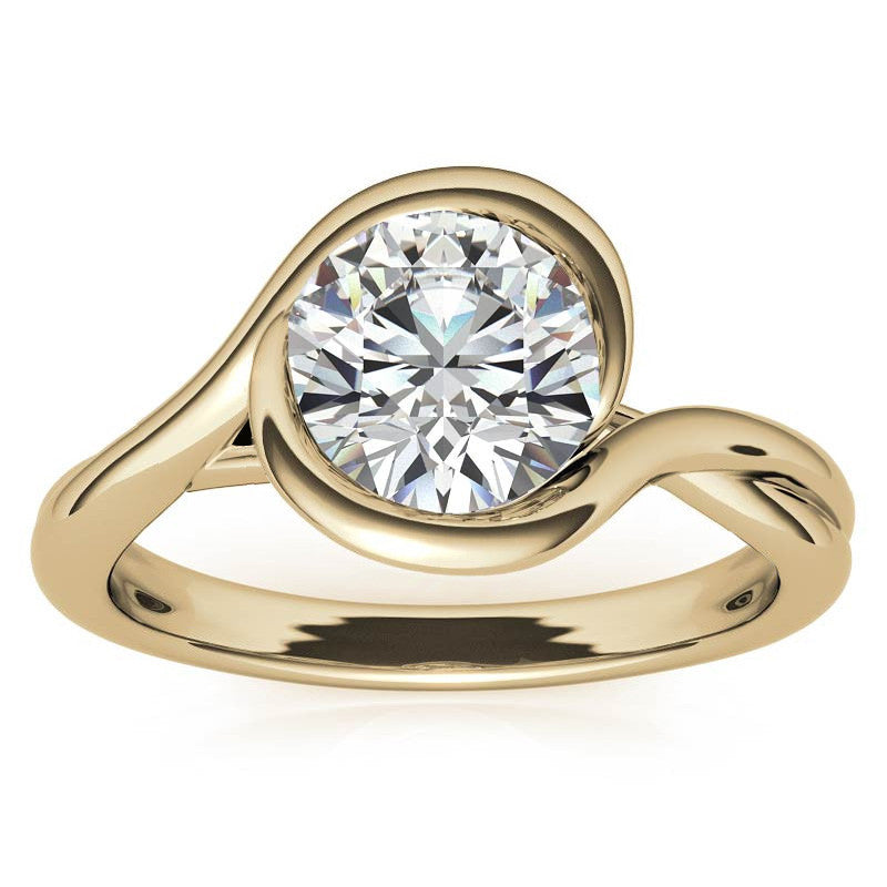 Semi-Bezel Round Brilliant Moissanite Bypass Solitaire