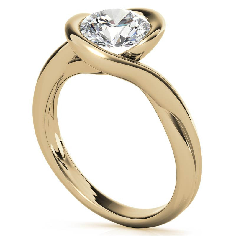 Semi-Bezel Round Brilliant Moissanite Bypass Solitaire