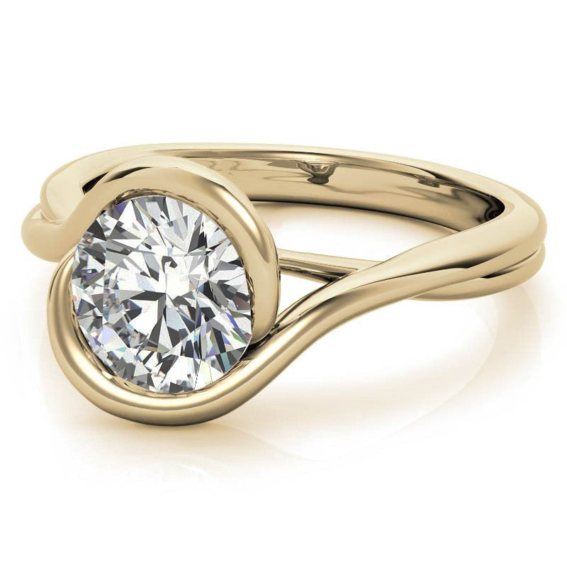 Semi-Bezel Round Brilliant Moissanite Bypass Solitaire