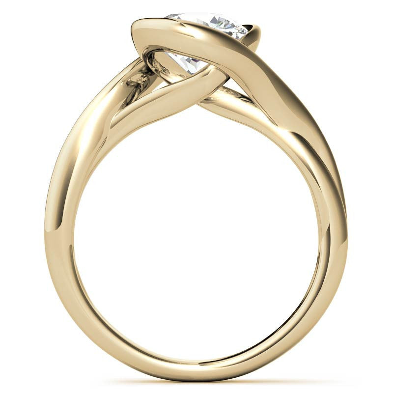 Semi-Bezel Round Brilliant Moissanite Bypass Solitaire