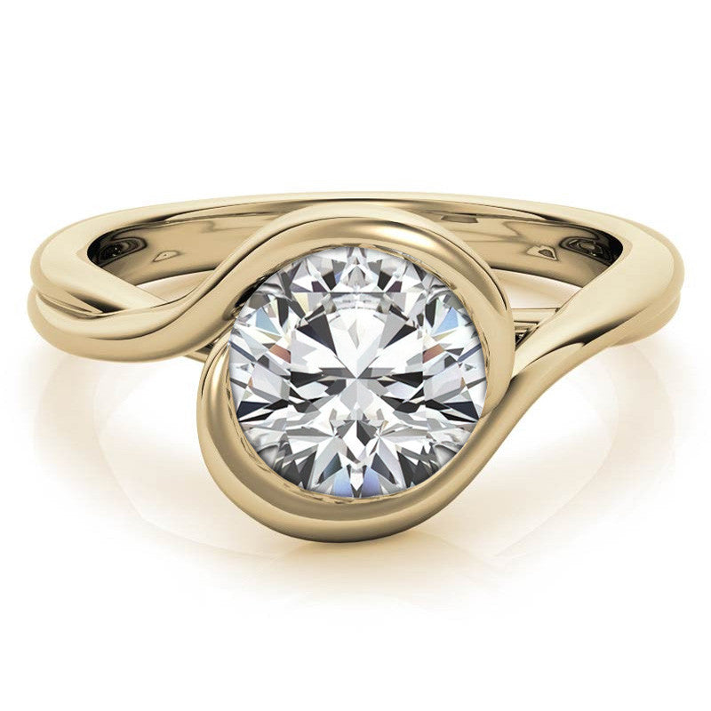 Semi-Bezel Round Brilliant Moissanite Bypass Solitaire