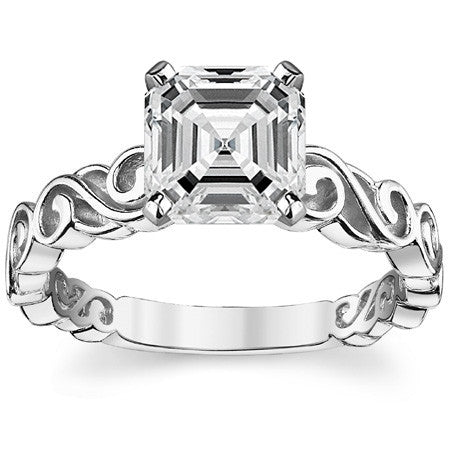 Scroll Moissanite Solitaire Ring Setting
