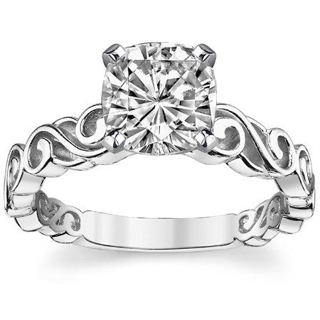 Scroll Moissanite Solitaire Ring Setting