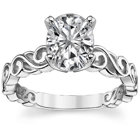Scroll Moissanite Solitaire Ring Setting