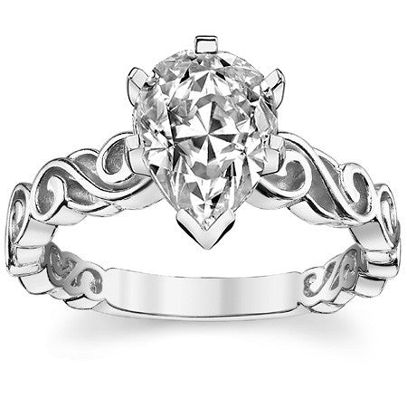 Scroll Moissanite Solitaire Ring Setting