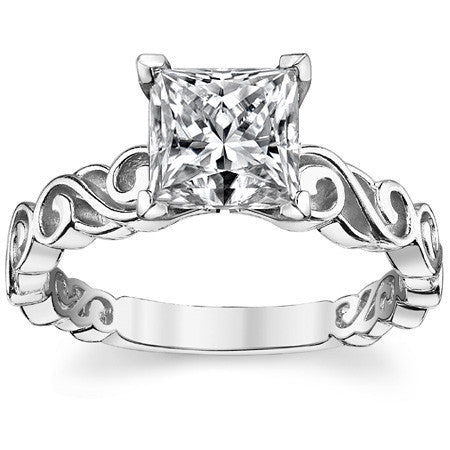 Scroll Moissanite Solitaire Ring Setting