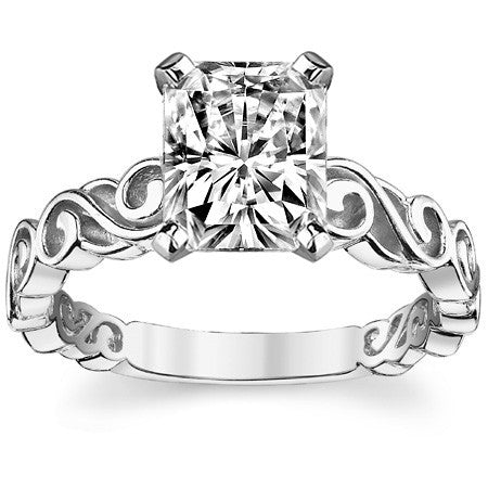 Scroll Moissanite Solitaire Ring Setting