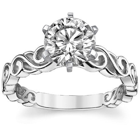 Scroll Moissanite Solitaire Ring Setting