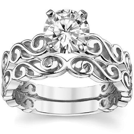 Scroll Moissanite Solitaire Ring Setting