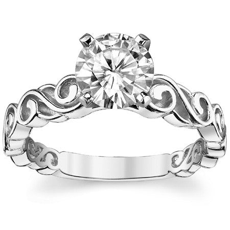 Scroll Moissanite Solitaire Ring Setting