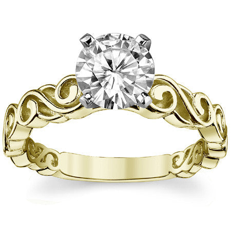 Scroll Moissanite Solitaire Ring Setting