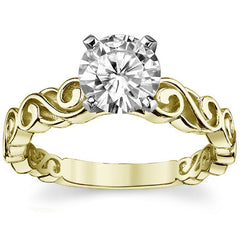 Scroll Moissanite Solitaire Ring Setting