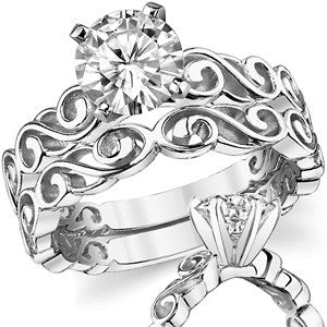 Scroll Moissanite Solitaire Ring Setting
