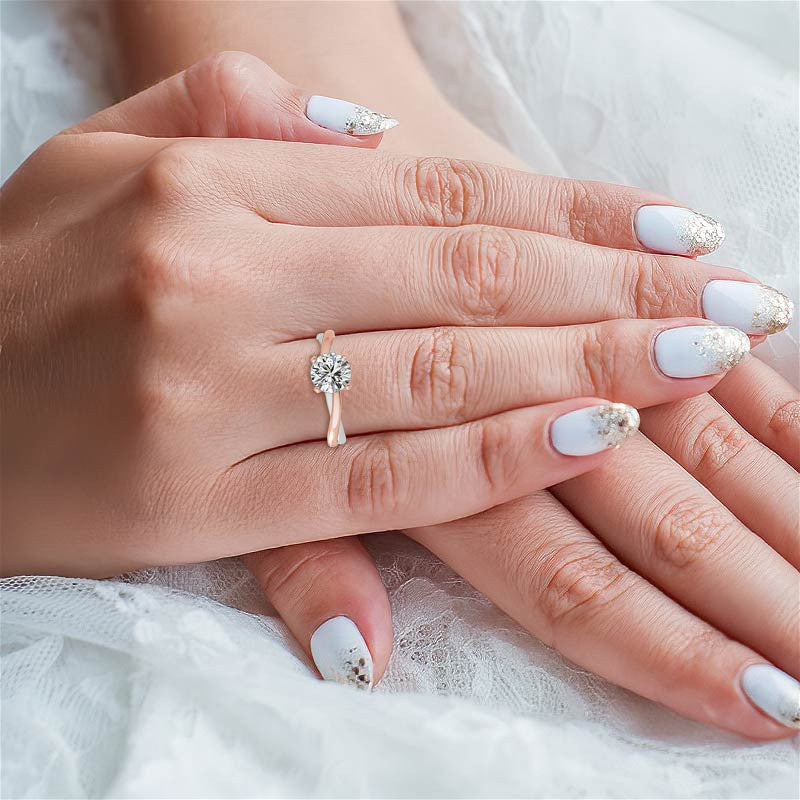 Two-tone Twisted Moissanite Solitaire Ring