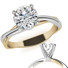 Two-tone Twisted Moissanite Solitaire Ring