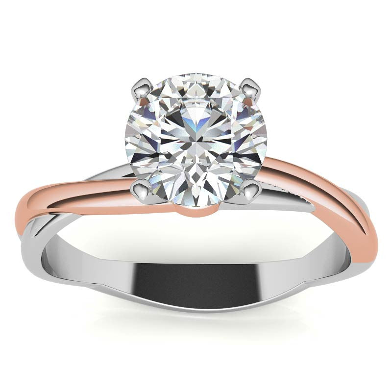 Two-tone Twisted Moissanite Solitaire Ring