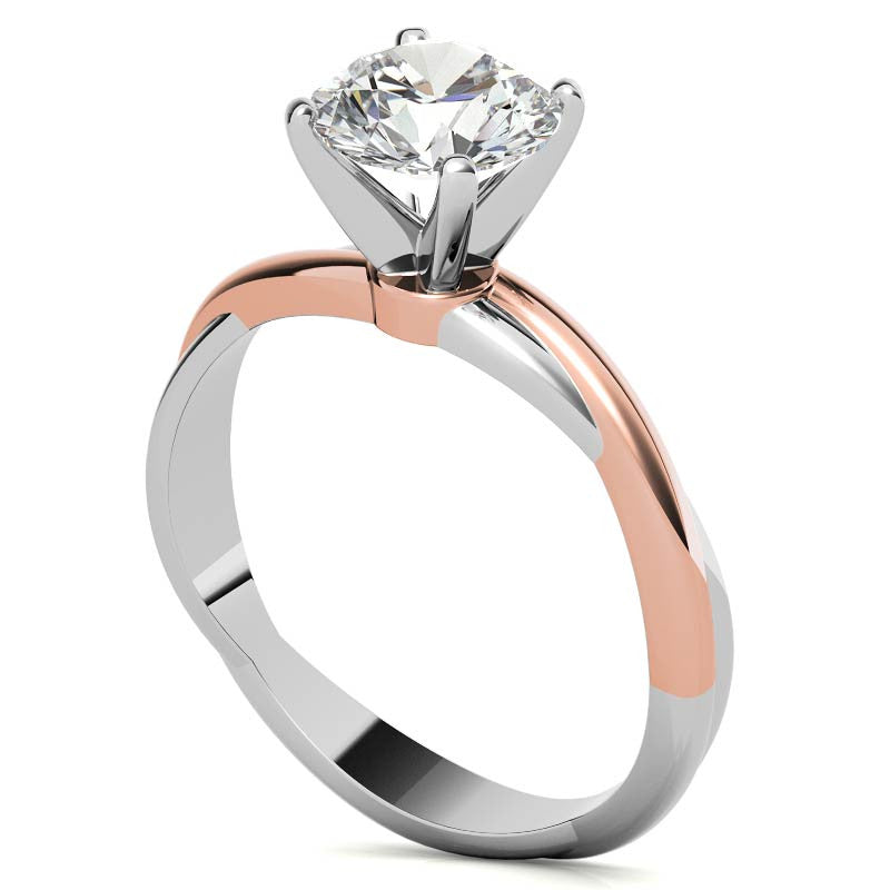Two-tone Twisted Moissanite Solitaire Ring