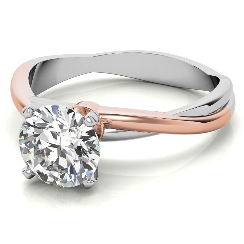 Two-tone Twisted Moissanite Solitaire Ring