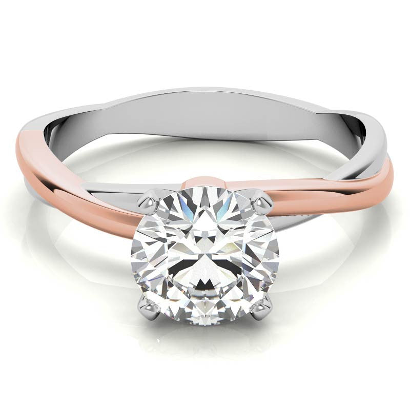 Two-tone Twisted Moissanite Solitaire Ring