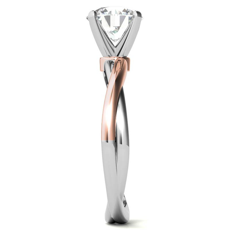 Two-tone Twisted Moissanite Solitaire Ring