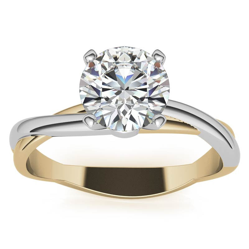 Two-tone Twisted Moissanite Solitaire Ring