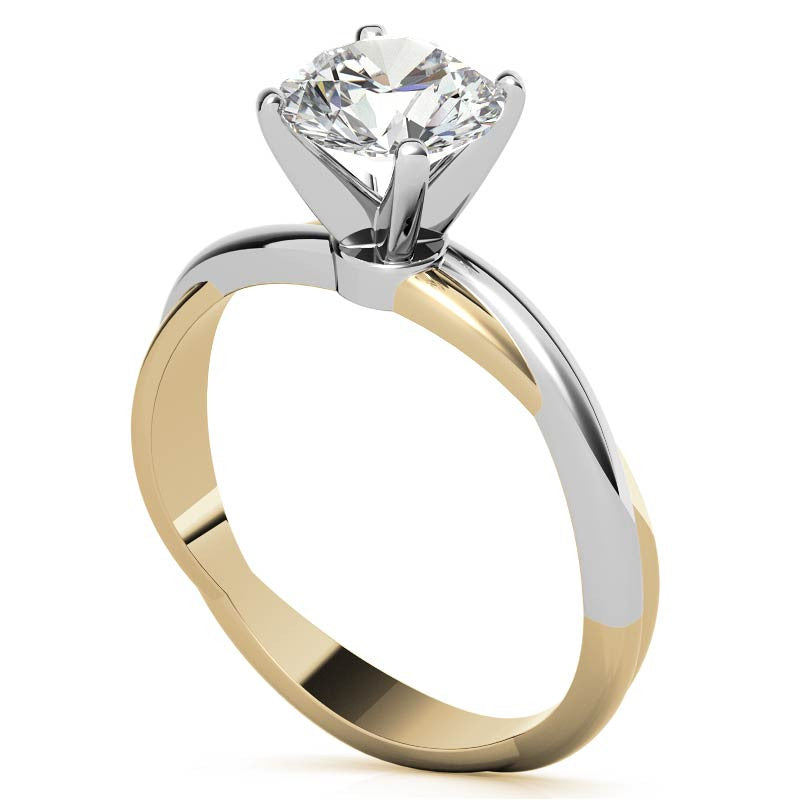 Two-tone Twisted Moissanite Solitaire Ring