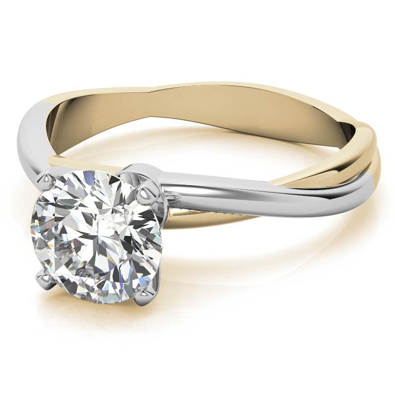 Two-tone Twisted Moissanite Solitaire Ring
