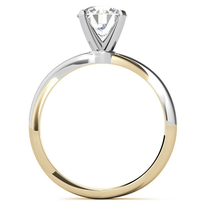 Two-tone Twisted Moissanite Solitaire Ring
