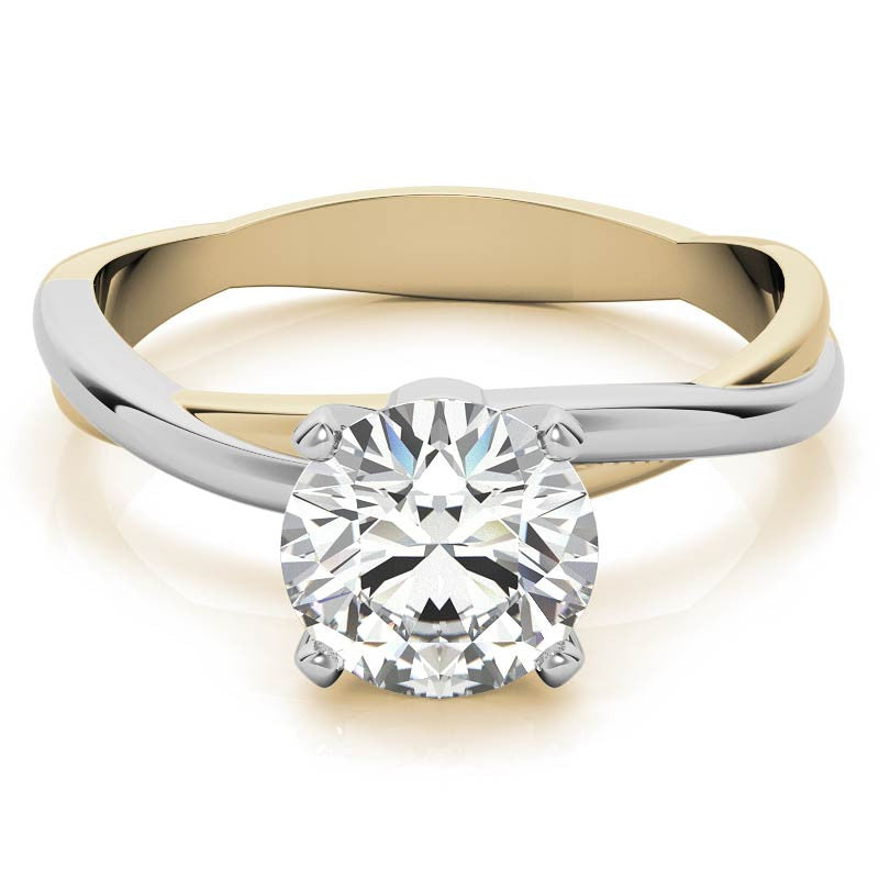 Two-tone Twisted Moissanite Solitaire Ring