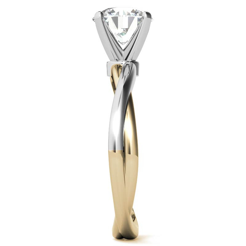 Two-tone Twisted Moissanite Solitaire Ring