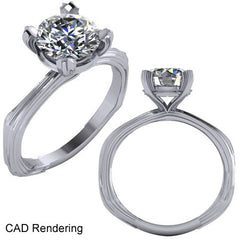 Round Twig Style Bark Solitaire Ring
