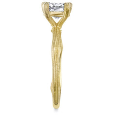 Round Twig Style Bark Solitaire Ring