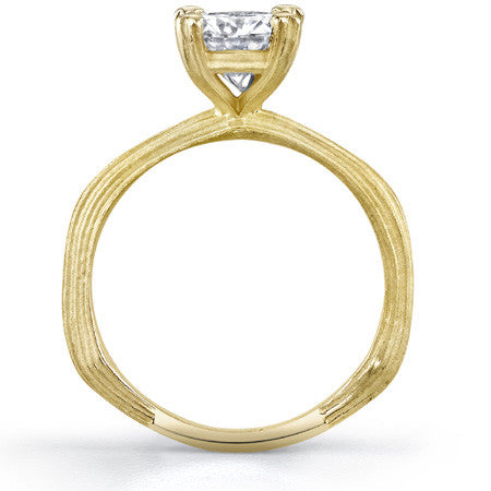 Round Twig Style Bark Solitaire Ring