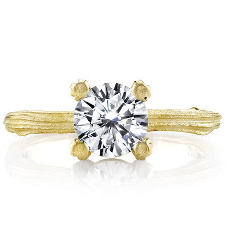 Round Twig Style Bark Solitaire Ring
