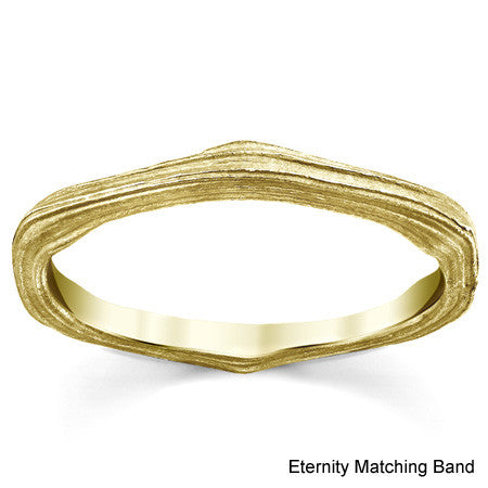 Round Twig Style Bark Solitaire Ring